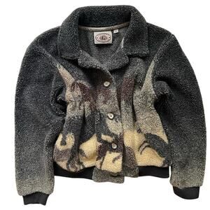 Vintage 90s County Clothing Co Horse Western Sherpa Fleece Jacket Made in USA S